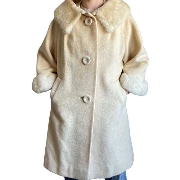 Vintage Stevens Forstmann Womens Cream Camel Bell Sleeve Trench Coat Sz M - Picture 8 of 13